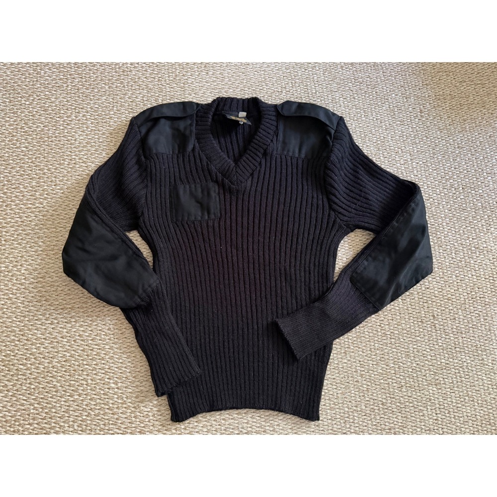 Citadel Mens Commando Sweater 38 Black Wool Ribbed vintage Military Made in UK M